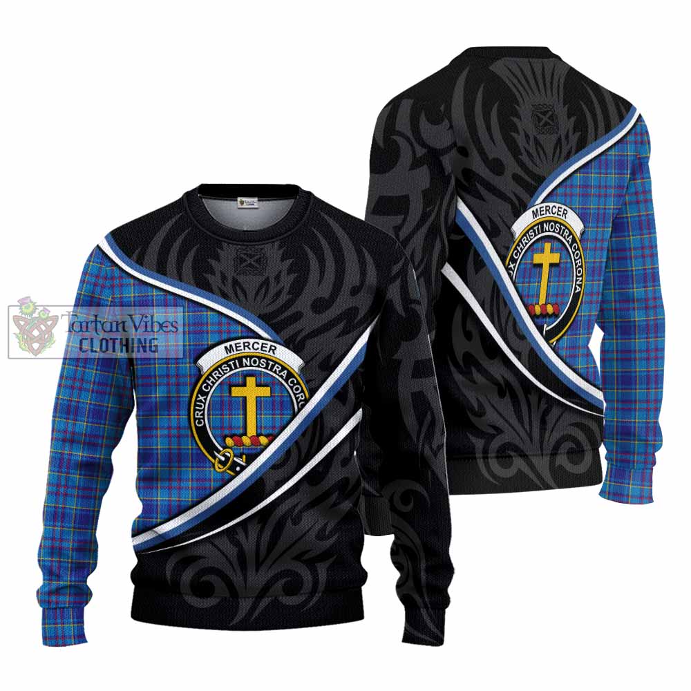 Mercer Tartan Family Crest Knitted Sweater Celtic Scottish Thistle Floral - Tartan Vibes Clothing