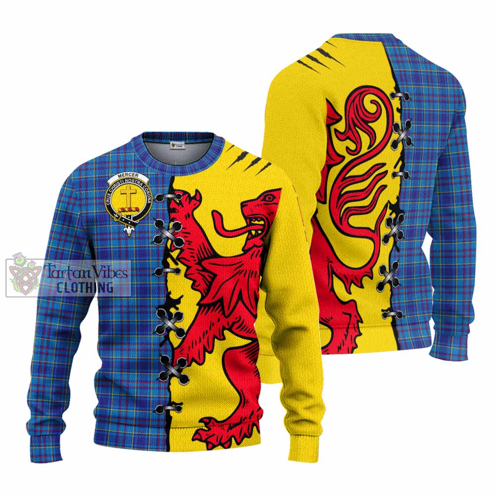 Mercer Tartan Family Crest Knitted Sweater Lion Rampant Honor - Tartan Vibes Clothing