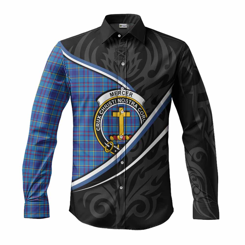 Mercer Tartan Family Crest Long Sleeve Button Shirts Celtic Scottish Thistle Floral - Tartan Vibes Clothing