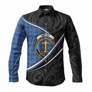 Mercer Tartan Family Crest Long Sleeve Button Shirts Celtic Scottish Thistle Floral