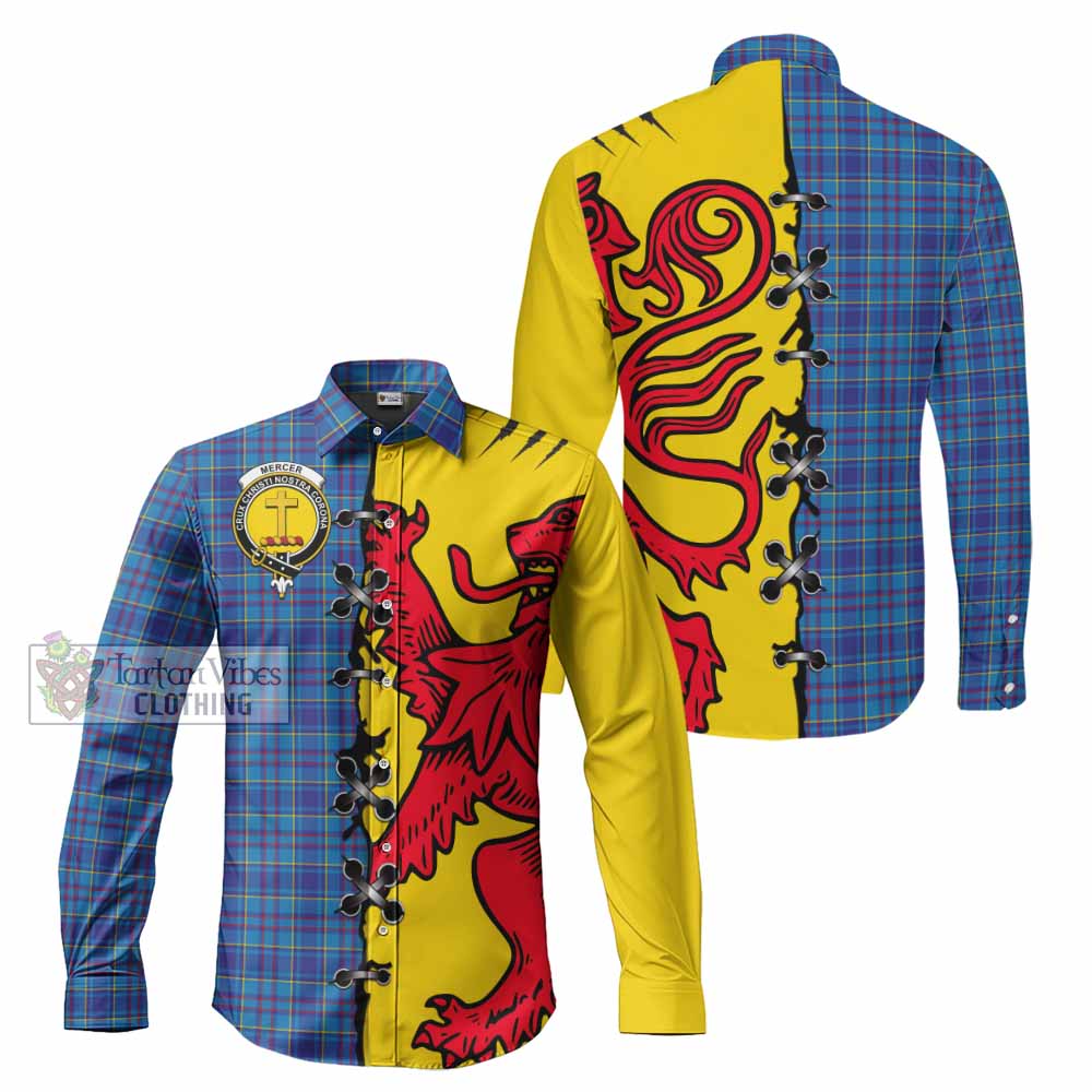Mercer Tartan Family Crest Long Sleeve Button Shirts Lion Rampant Honor - Tartan Vibes Clothing