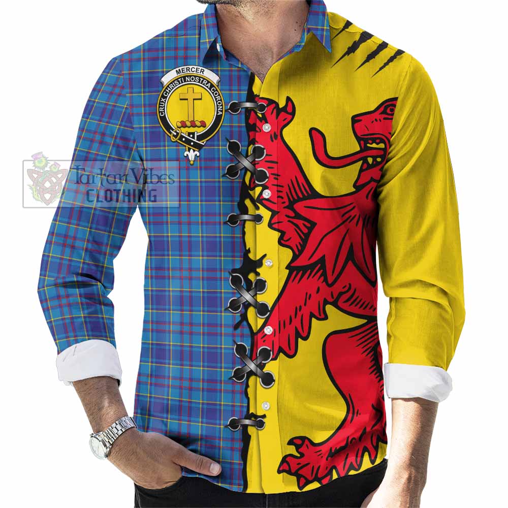 Mercer Tartan Family Crest Long Sleeve Button Shirts Lion Rampant Honor - Tartan Vibes Clothing