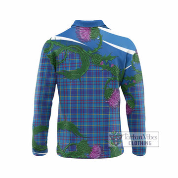 Mercer Tartan Family Crest Long Sleeve Polo Shirt Thistle in Minimalism