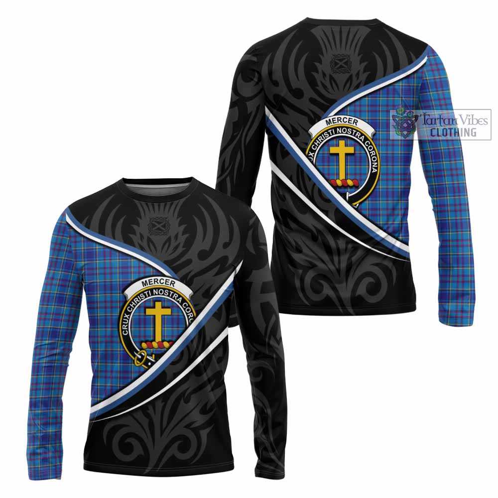 Mercer Tartan Family Crest Long Sleeve T-Shirt Celtic Scottish Thistle Floral - Tartan Vibes Clothing