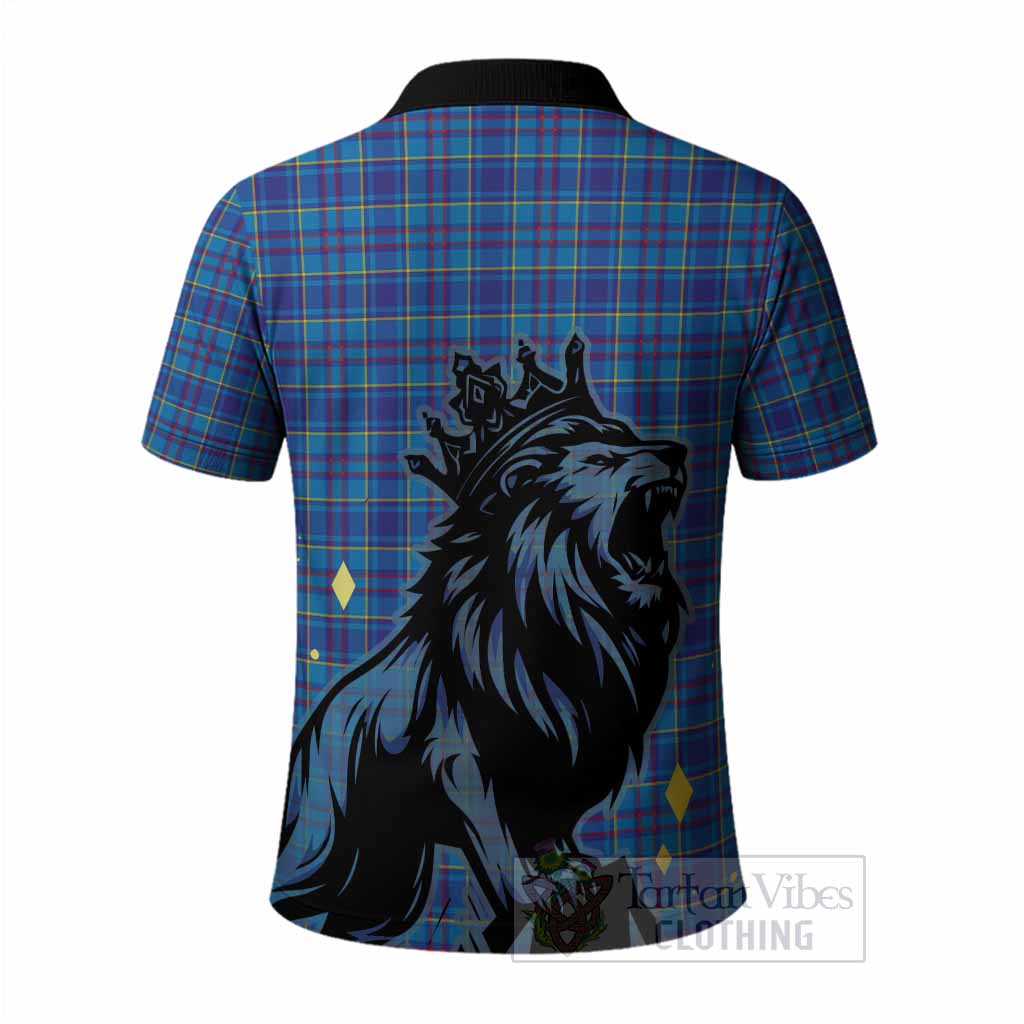 Mercer Tartan Family Crest Polo Shirt Crowned Lion Roaring