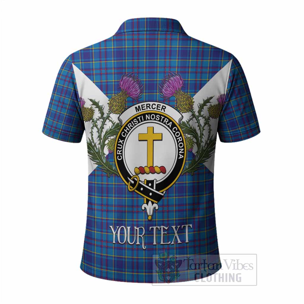 Mercer Tartan Family Crest Polo Shirt Scottish Burns Night Thistle Floral