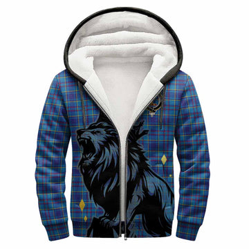 Mercer Tartan Family Crest Sherpa Hoodie Crowned Lion Roaring