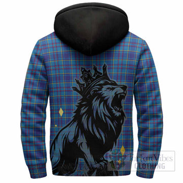 Mercer Tartan Family Crest Sherpa Hoodie Crowned Lion Roaring