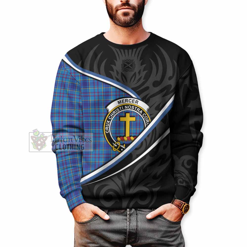 Mercer Tartan Family Crest Sweatshirt Celtic Scottish Thistle Floral - Tartan Vibes Clothing