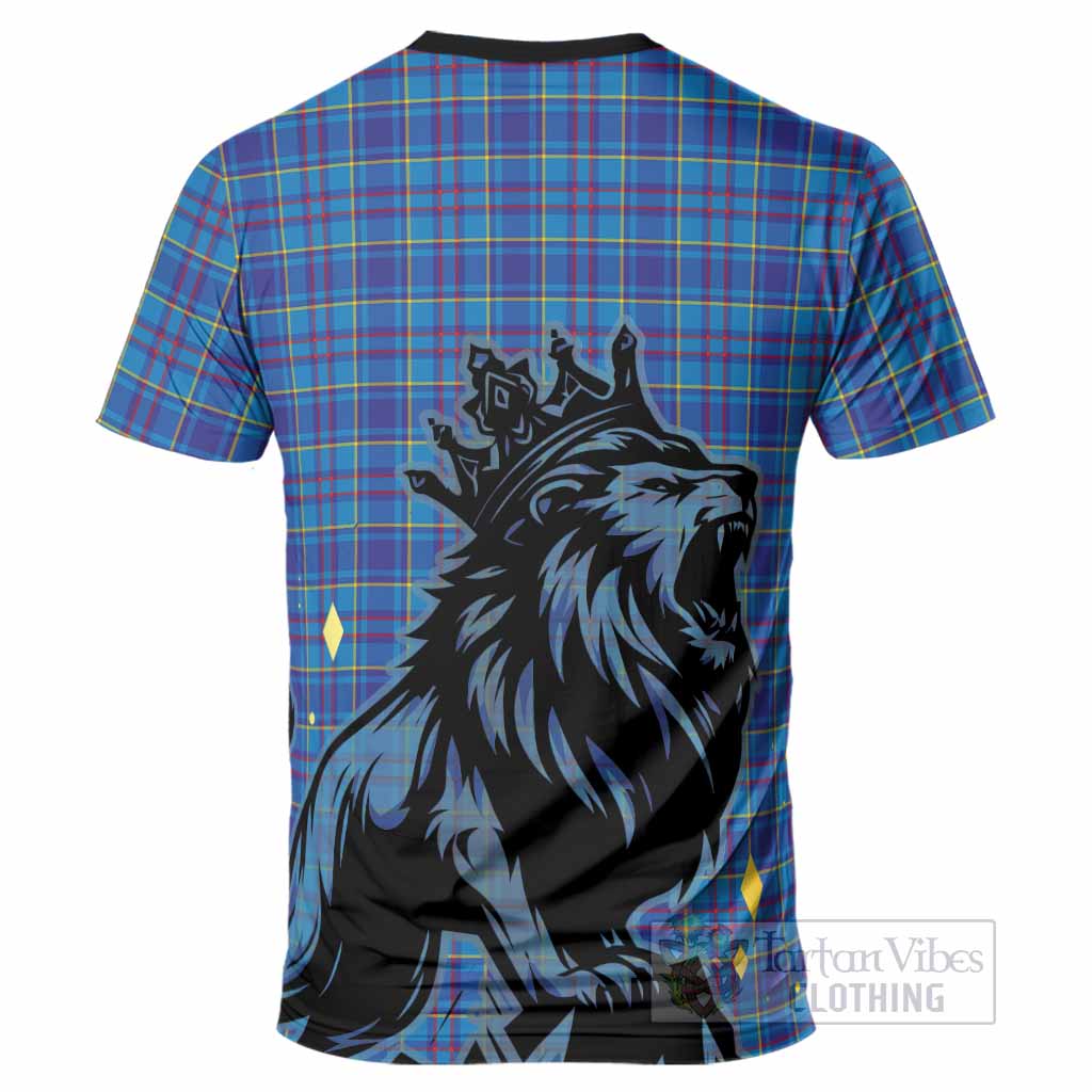 Mercer Tartan Family Crest T-Shirt Crowned Lion Roaring