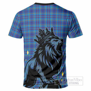 Mercer Tartan Family Crest T-Shirt Crowned Lion Roaring