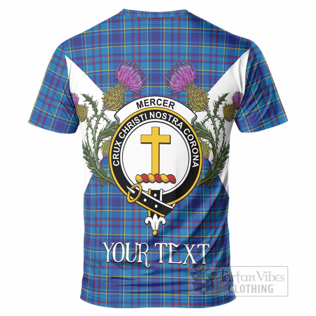Mercer Tartan Family Crest T-Shirt Scottish Burns Night Thistle Floral