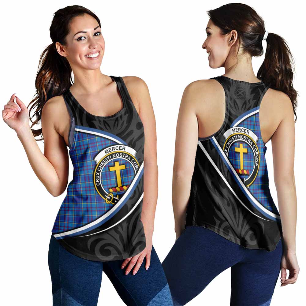 Mercer Tartan Family Crest Women Racerback Tanks Celtic Scottish Thistle Floral - Tartan Vibes Clothing