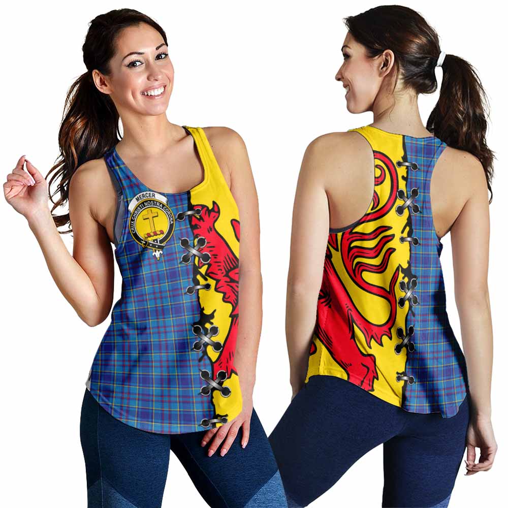 Mercer Tartan Family Crest Women Racerback Tanks Lion Rampant Honor - Tartan Vibes Clothing