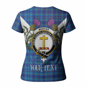 Mercer Tartan Family Crest Women T shirt Scottish Burns Night Thistle Floral