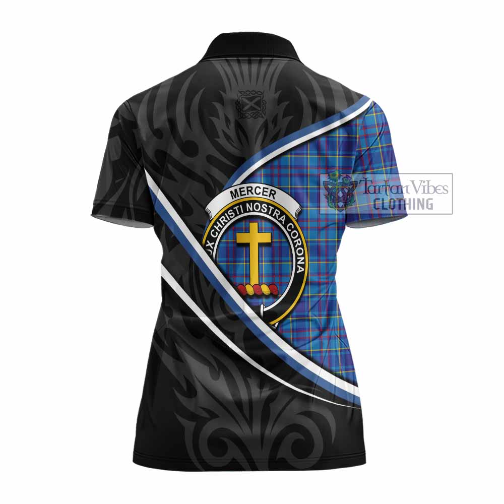 Mercer Tartan Family Crest Women's Polo Shirt Celtic Scottish Thistle Floral - Tartan Vibes Clothing
