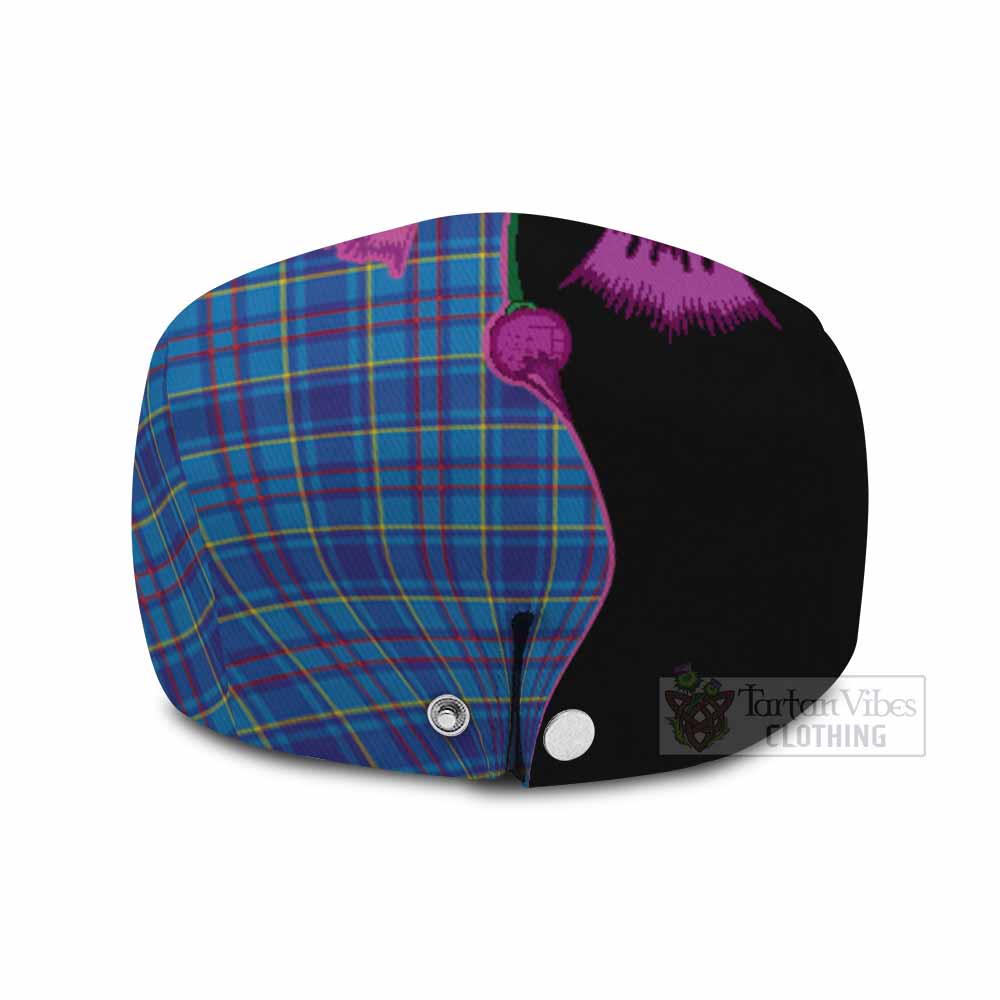 Mercer Tartan Flat Cap, Jeff Cap Traditional Scottish Thistle