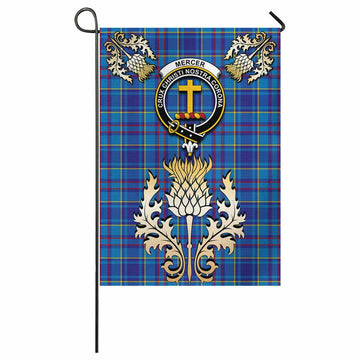 Mercer Tartan Garden Flag with Golden Regal Scottish Thistle Emblem