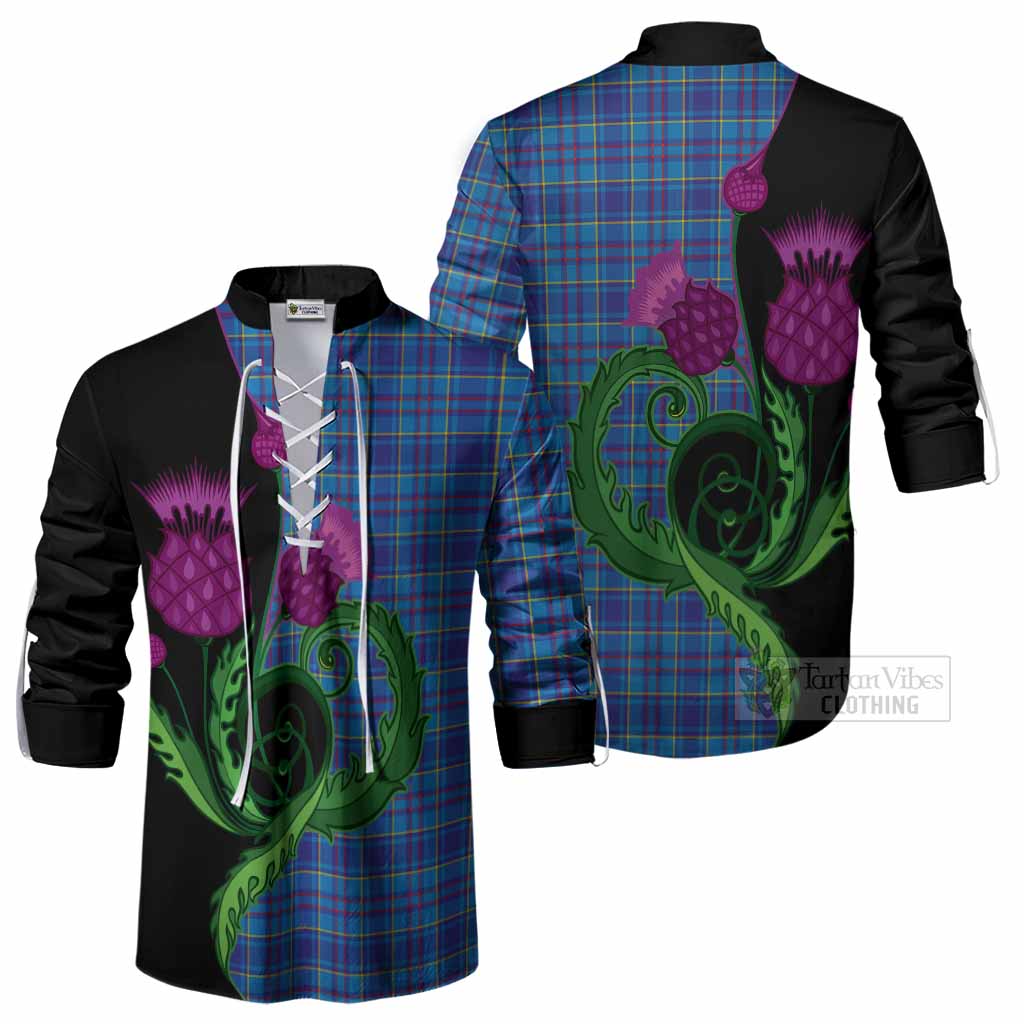 Mercer Tartan Ghillie Shirt Traditional Scottish Thistle