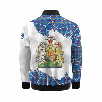 Mercer Tartan Kid Bomber Jacket with Family Crest and Lion Rampant Grunge Style