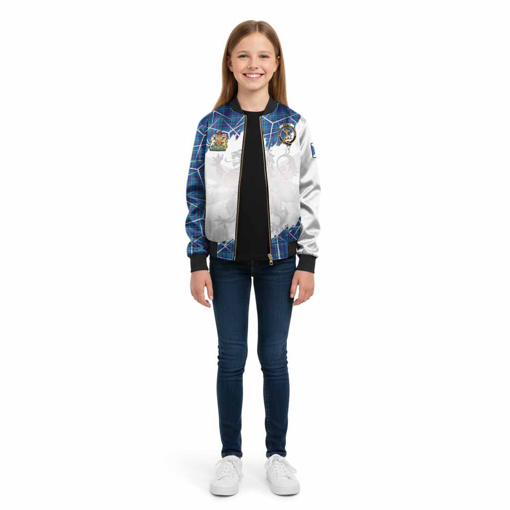 Mercer Tartan Kid Bomber Jacket with Family Crest and Lion Rampant Grunge Style