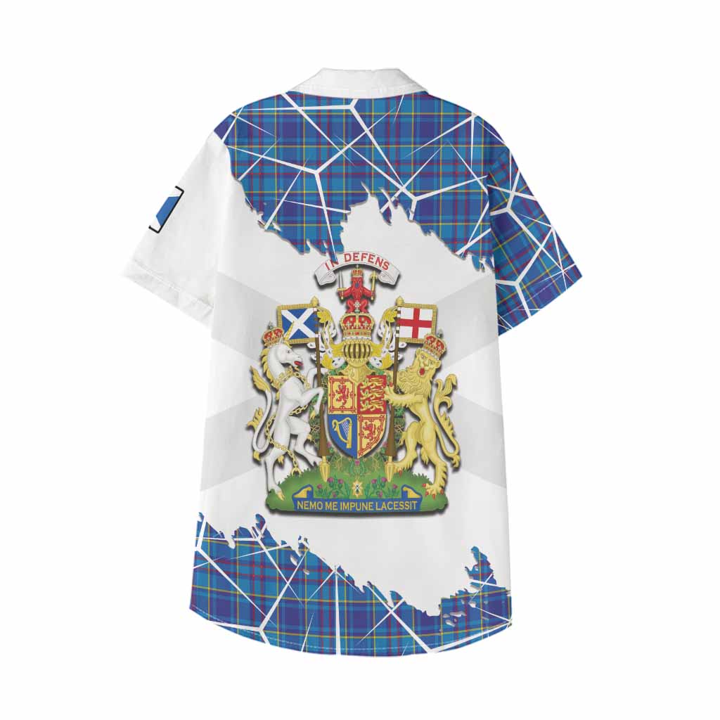 Mercer Tartan Kid Hawaiian Shirt with Family Crest and Lion Rampant Grunge Style