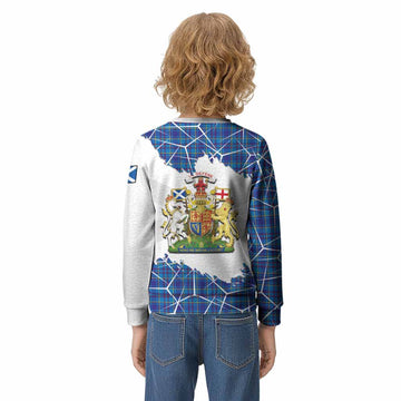 Mercer Tartan Kid Knitted Sweatshirt with Family Crest and Lion Rampant Grunge Style