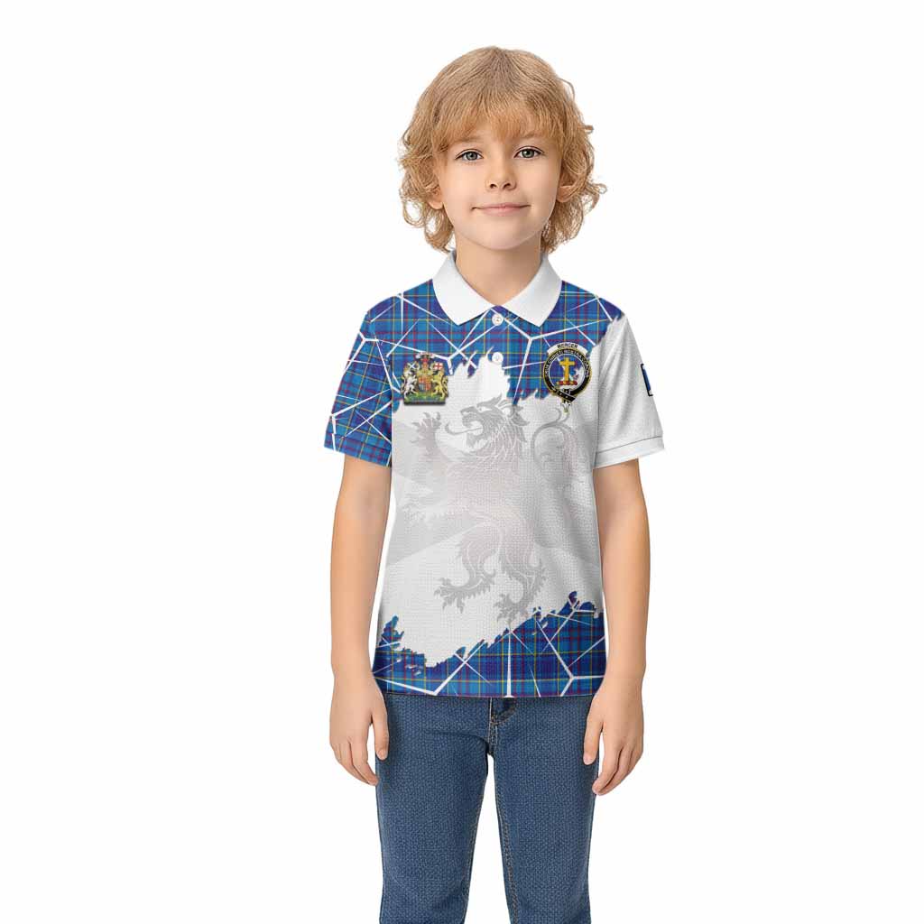 Mercer Tartan Kid Polo Shirt with Family Crest and Lion Rampant Grunge Style