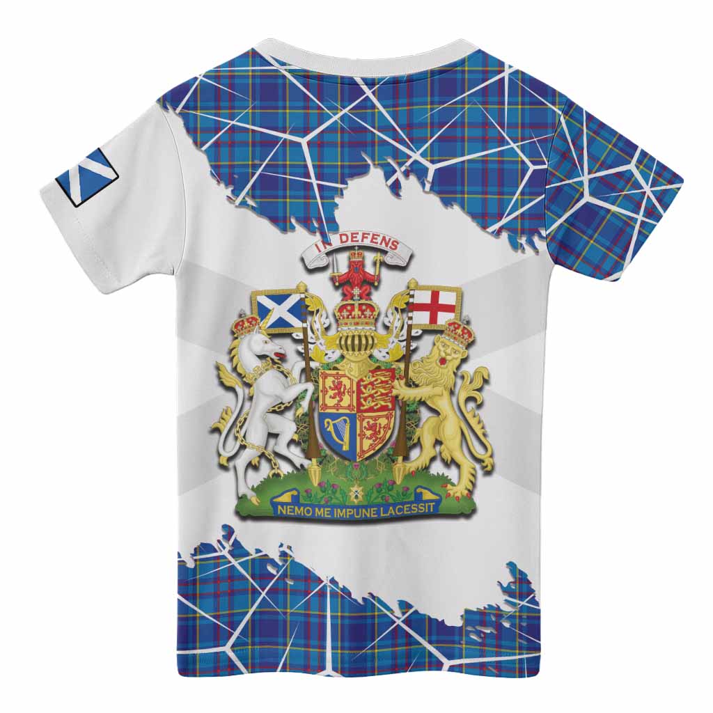 Mercer Tartan Kid T-shirt with Family Crest and Lion Rampant Grunge Style