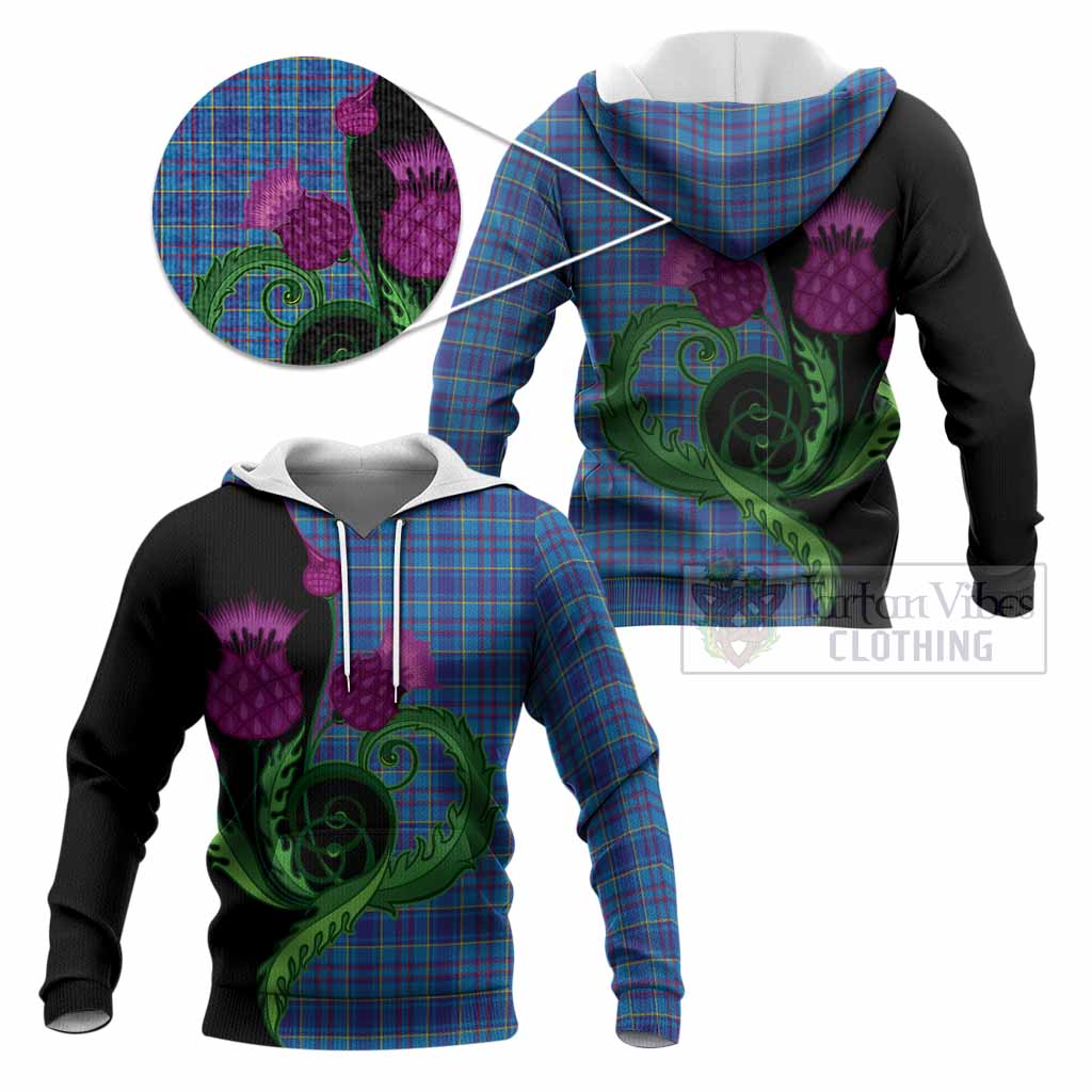 Mercer Tartan Knitted Hoodie Traditional Scottish Thistle