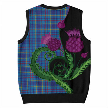 Mercer Tartan Knitted V-Neck Vest Traditional Scottish Thistle