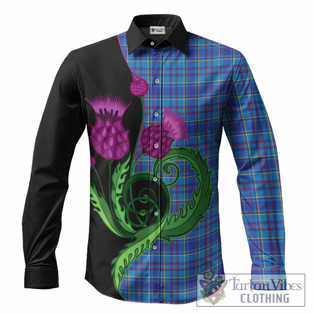 Mercer Tartan Long Sleeve Button Shirts Traditional Scottish Thistle