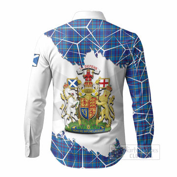 Mercer Tartan Long Sleeve Button Shirts with Family Crest and Lion Rampant Grunge Style
