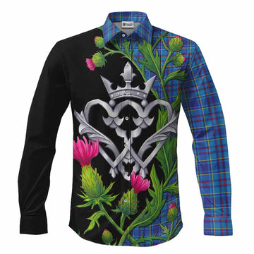 Mercer Tartan Luckenbooth Long Sleeve Button Shirts Silver Heart Crown Thistle Floral