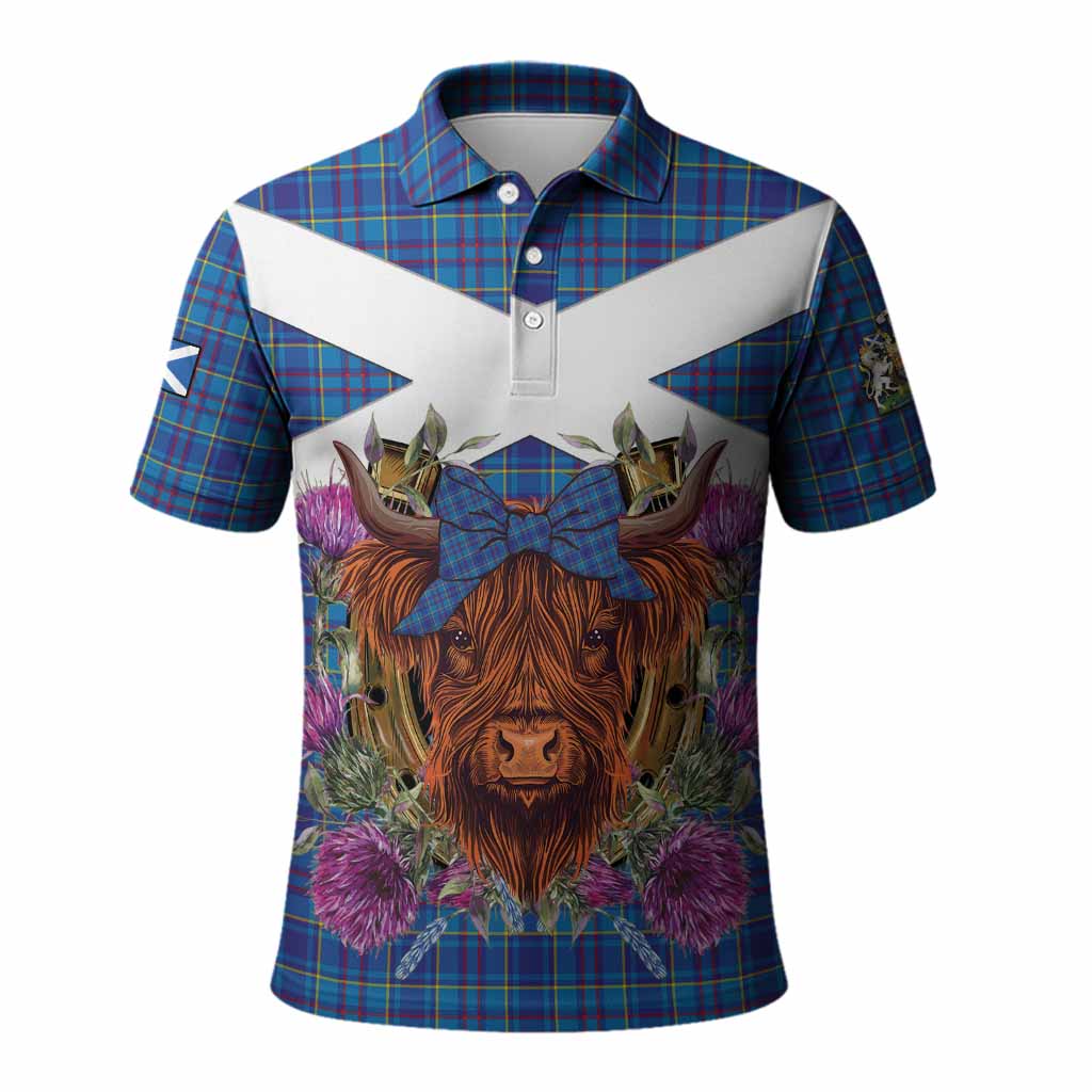 Mercer Tartan Polo Shirt Scottish Thistle Heilan Coo