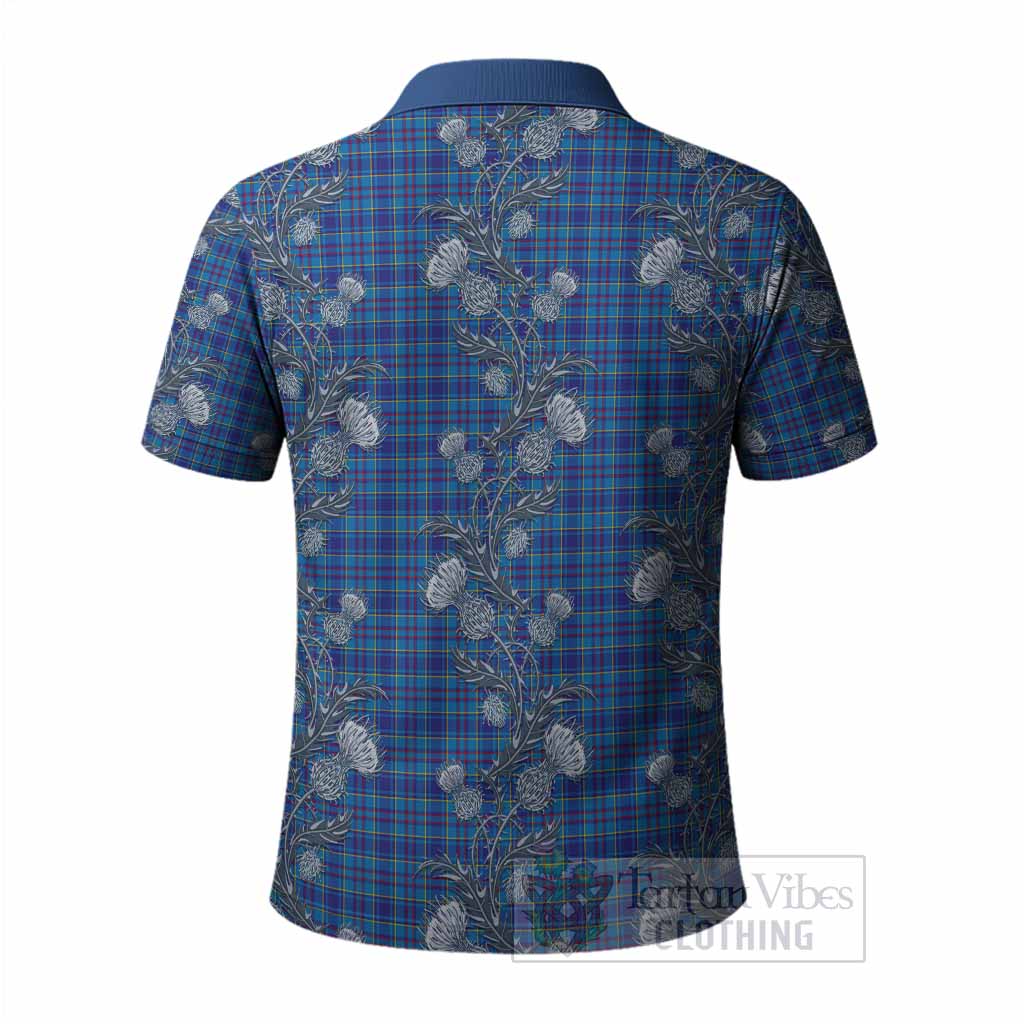 Mercer Tartan Polo Shirt Seamless Scottish Thistle Flowers