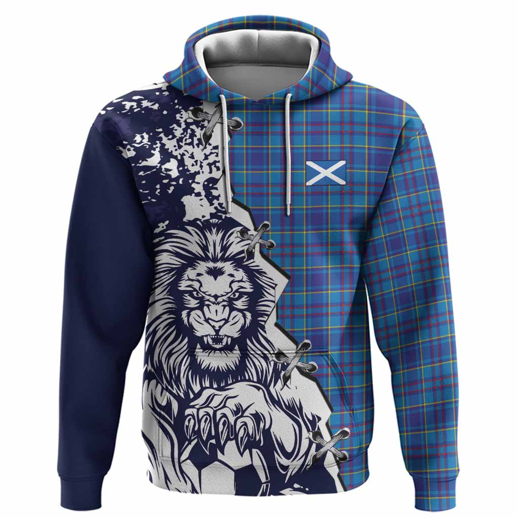 Mercer Tartan Scottish Hoodie Angry Lion With Soccer Ball Style