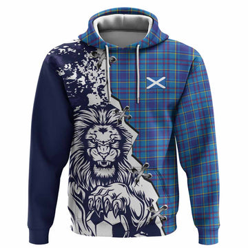 Mercer Tartan Scottish Hoodie Angry Lion With Soccer Ball Style