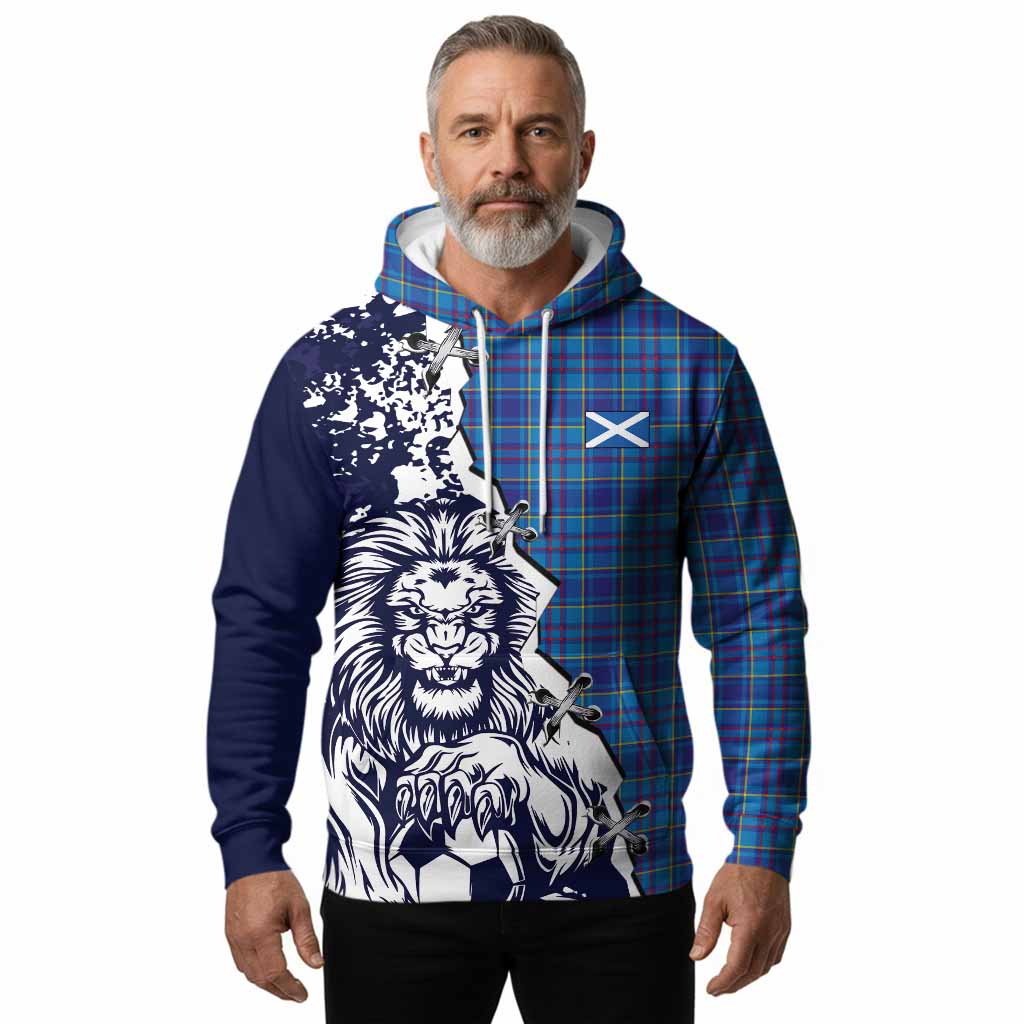 Mercer Tartan Scottish Hoodie Angry Lion With Soccer Ball Style