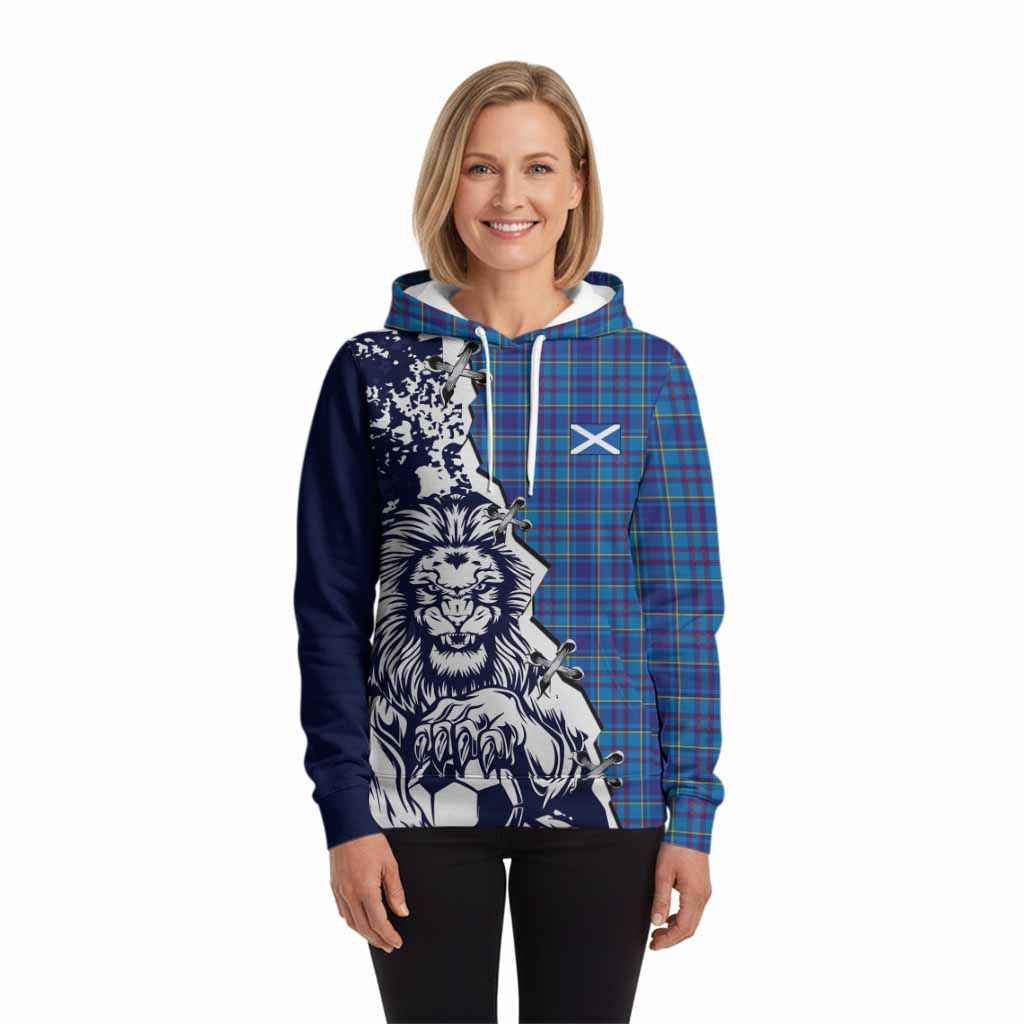 Mercer Tartan Scottish Hoodie Angry Lion With Soccer Ball Style