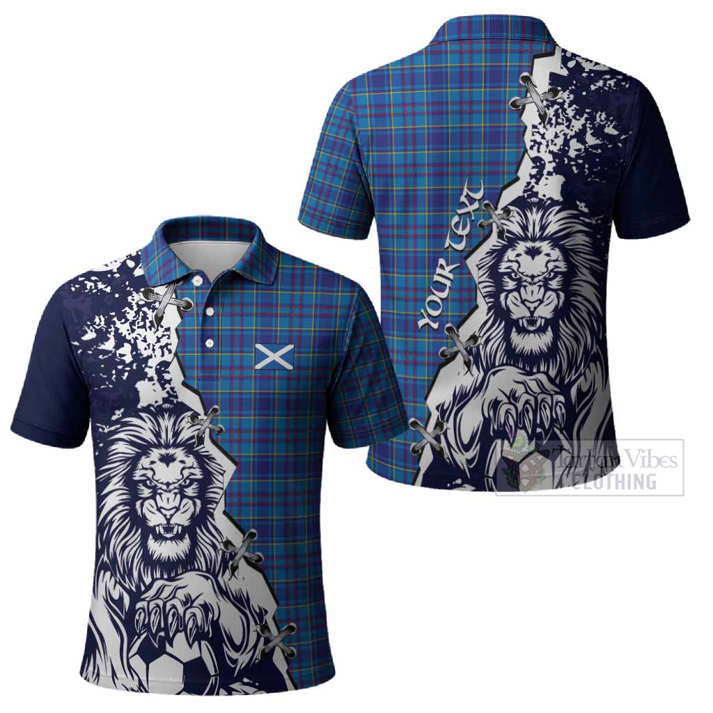 Mercer Tartan Scottish Polo Shirt Angry Lion With Soccer Ball Style