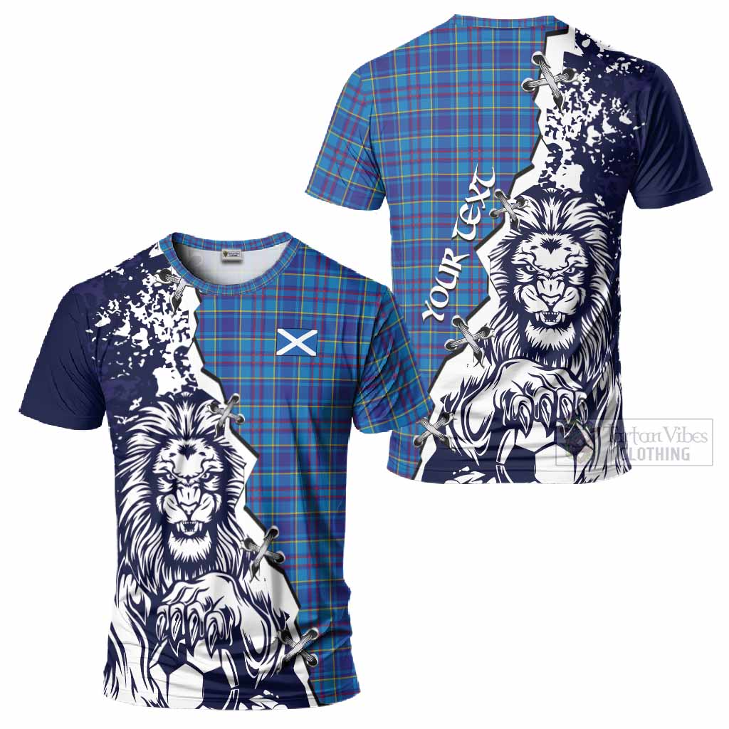 Mercer Tartan Scottish T-Shirt Angry Lion With Soccer Ball Style