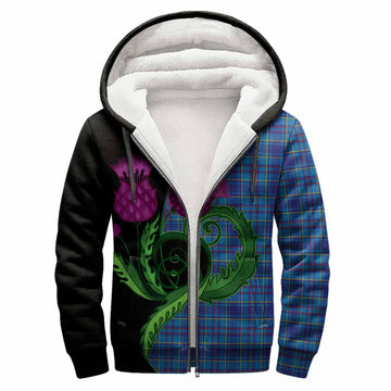 Mercer Tartan Sherpa Hoodie Traditional Scottish Thistle