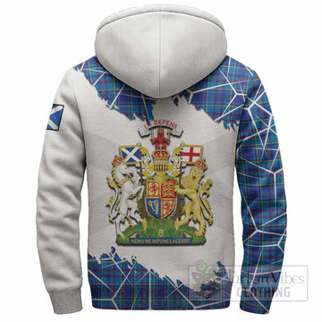 Mercer Tartan Sherpa Hoodie with Family Crest and Lion Rampant Grunge Style