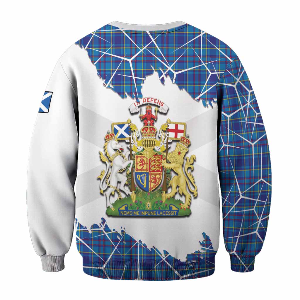 Mercer Tartan Sweatshirt with Family Crest and Lion Rampant Grunge Style
