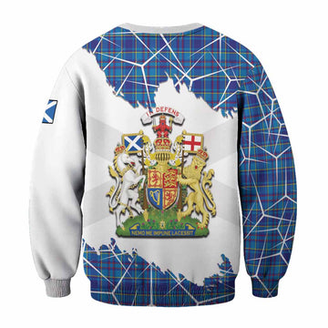 Mercer Tartan Sweatshirt with Family Crest and Lion Rampant Grunge Style