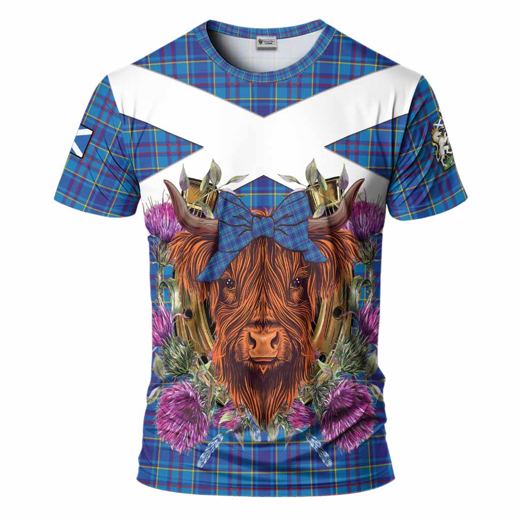 Mercer Tartan T-Shirt Scottish Thistle Heilan Coo