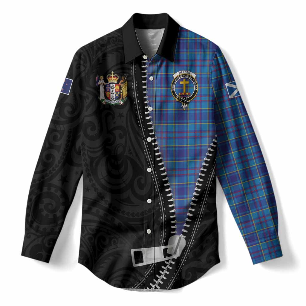Mercer Tartan Women Casual Shirt New Zealand Pattern Unique Zipper Stylized