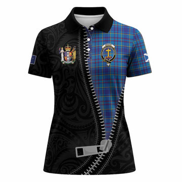 Mercer Tartan Women Polo Shirt New Zealand Pattern Unique Zipper Stylized
