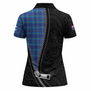 Mercer Tartan Women Polo Shirt New Zealand Pattern Unique Zipper Stylized